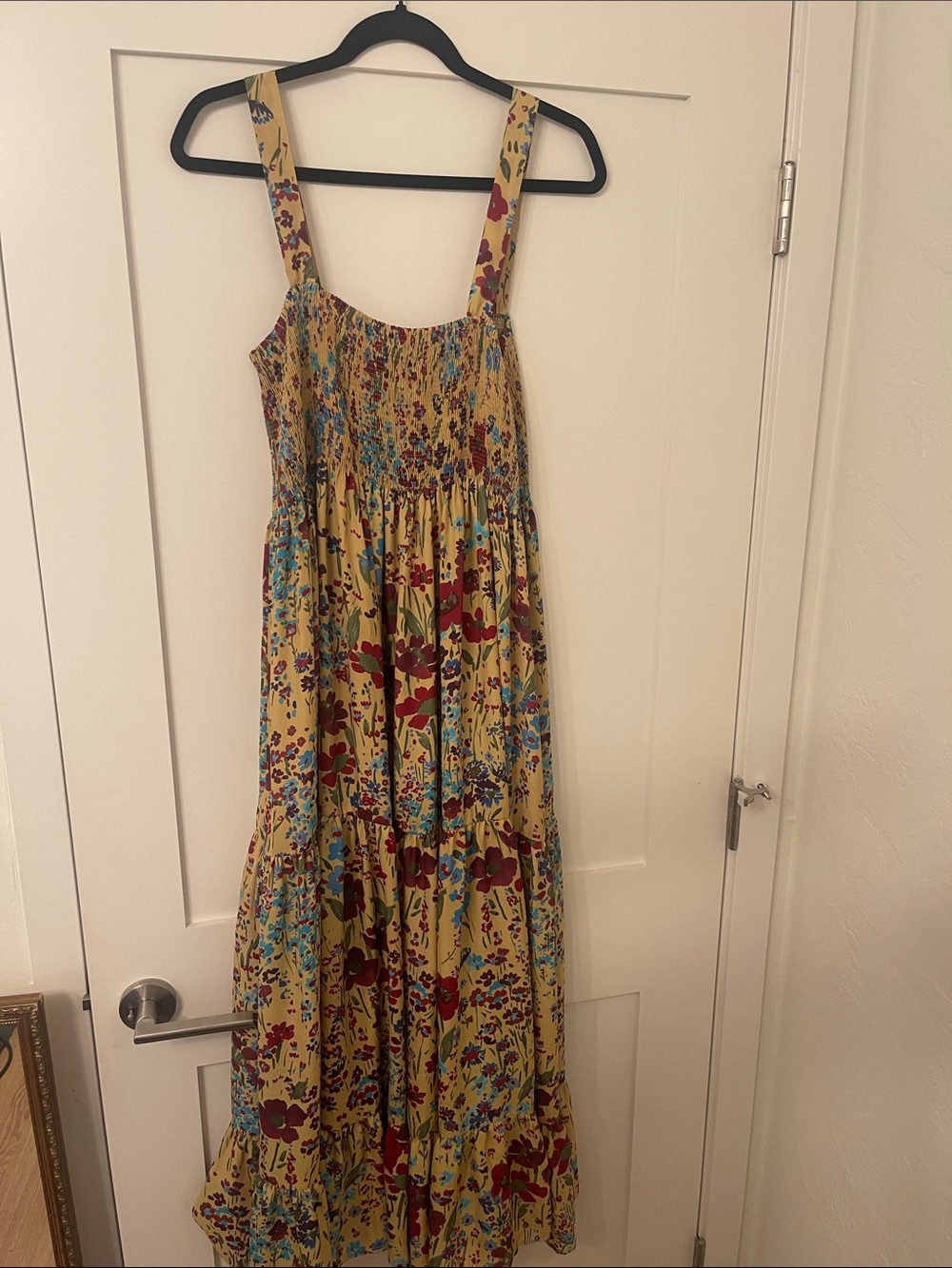 Zara Yellow Floral Maxi Dress with Red & Blue Print
